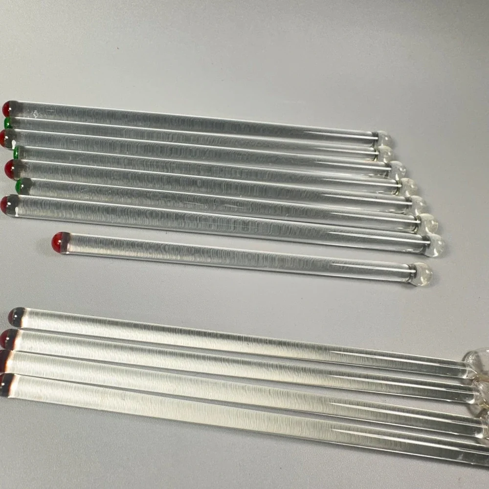 Vintage Clear Glass Swizzle Sticks & Cocktail Spoons‎ Lot Barware MCM 12 Pc